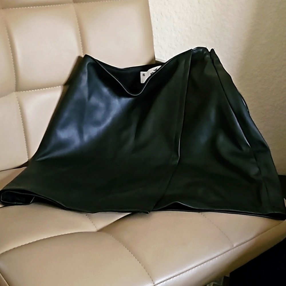 Black High-rise Leather Mini Skirt